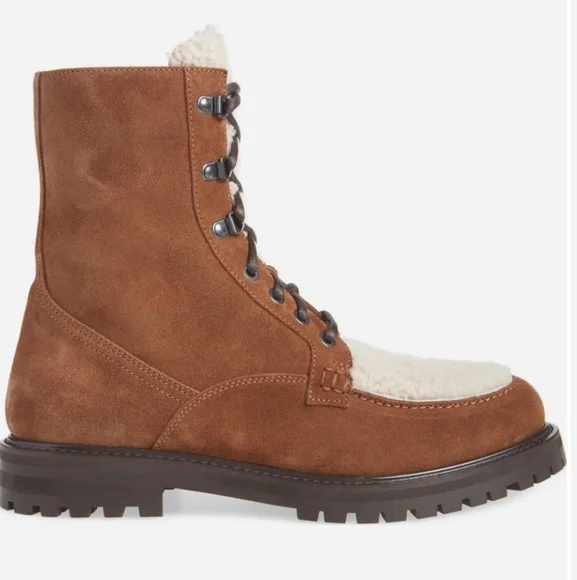 Aquatalia’s suede `Isaac’ boots Shearling Lug Sole Italian Luxury Designer #75 - Picture 3 of 12